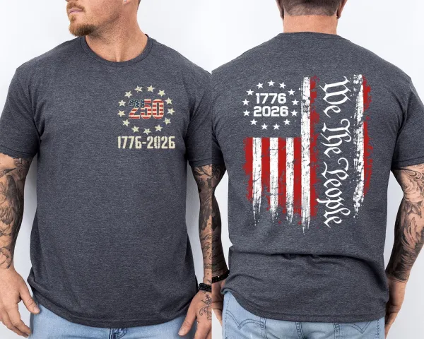 Men'S Casual American 1776-2026 Anniversary Printed Short Sleeved T-Shirt