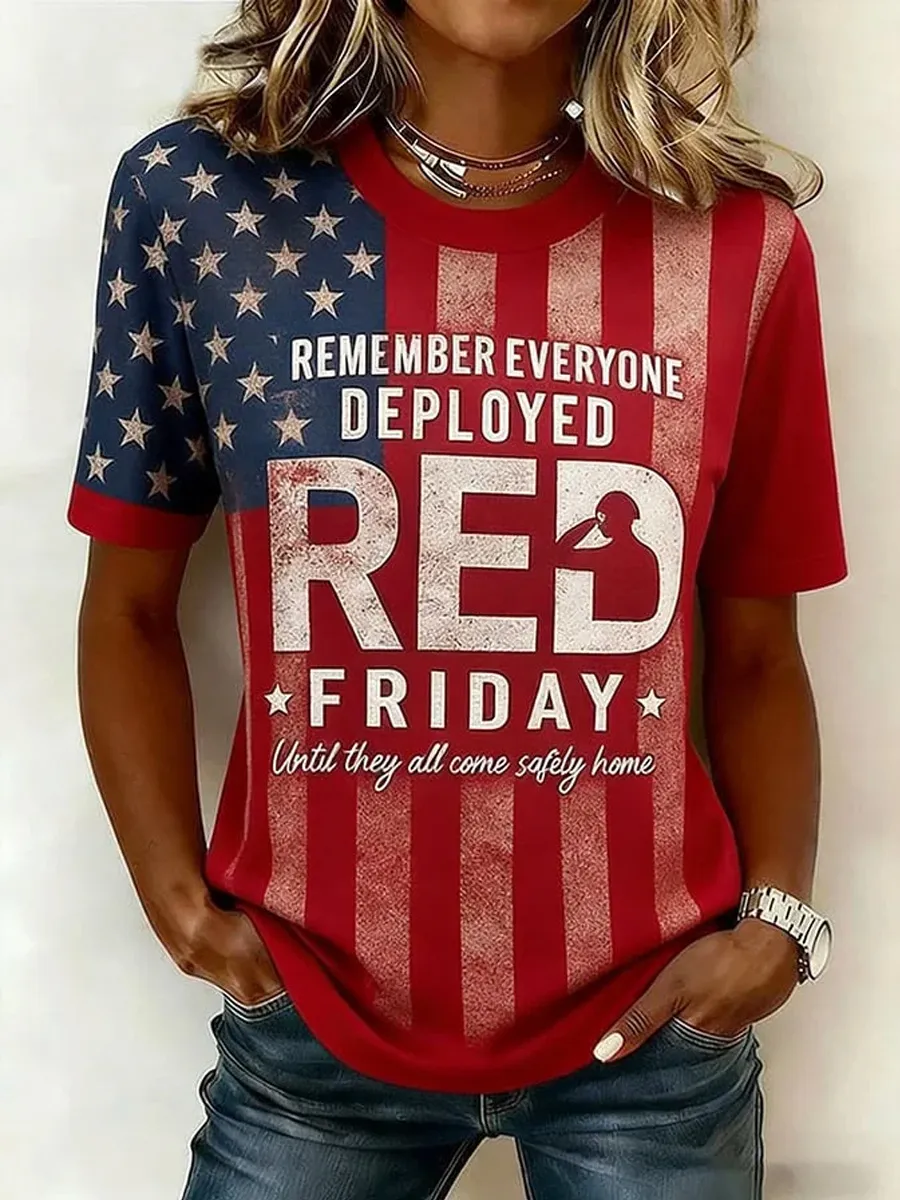 Women's Red Friday Print T-shirt