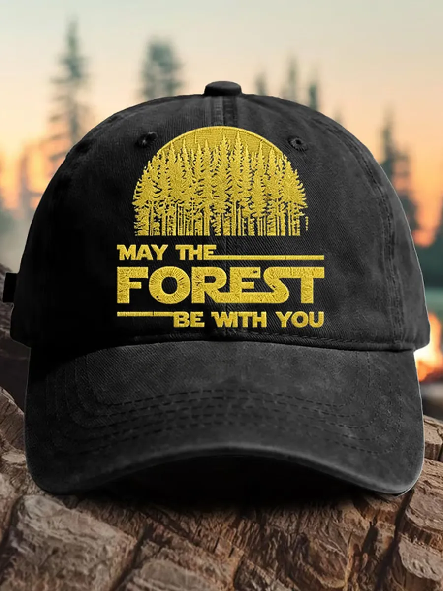 Retro May The Forest Be With You Print Baseball Cap