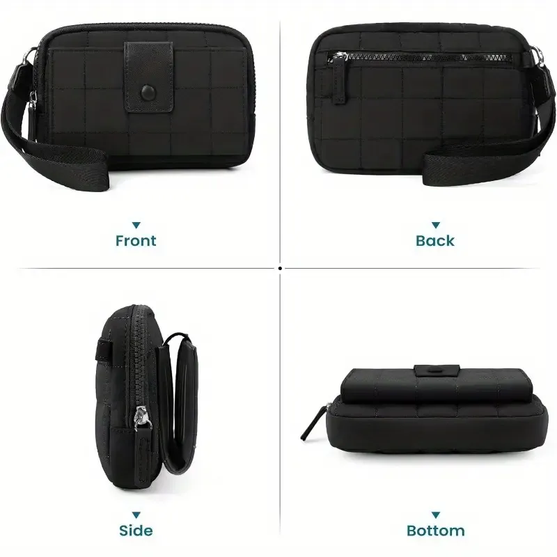 Black Women'S Quilted Phone Organizer Purse