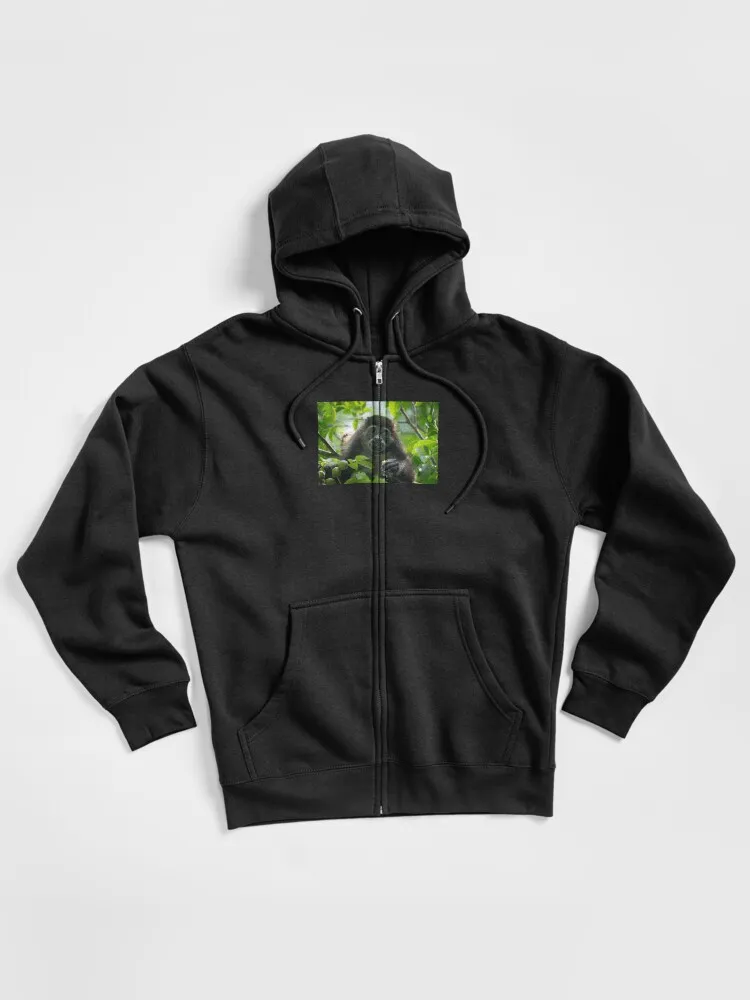 Cute Monkey Close-Up Zipped Hoodie