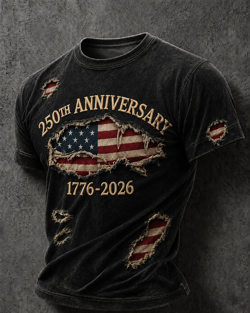 Men'S Casual American 250Th Anniversary Printed Round Neck Short Sleeved T-Shirt