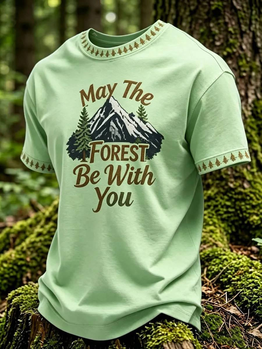 Men's May The Forest Be With You Printed Casual T-Shirt