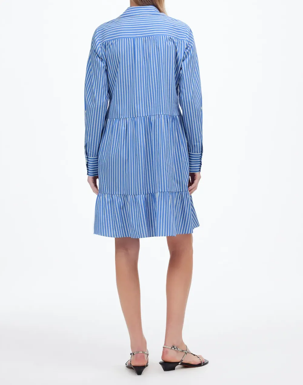 Blue And White Striped Midi Dresses