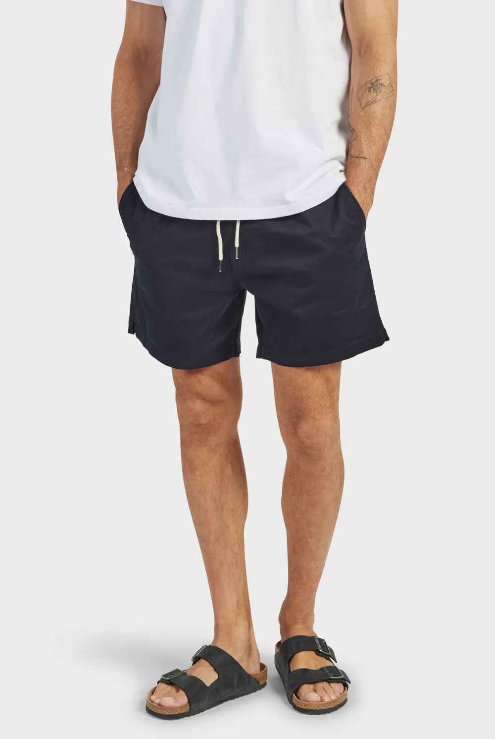 Black Cotton Drawstring Shorts
