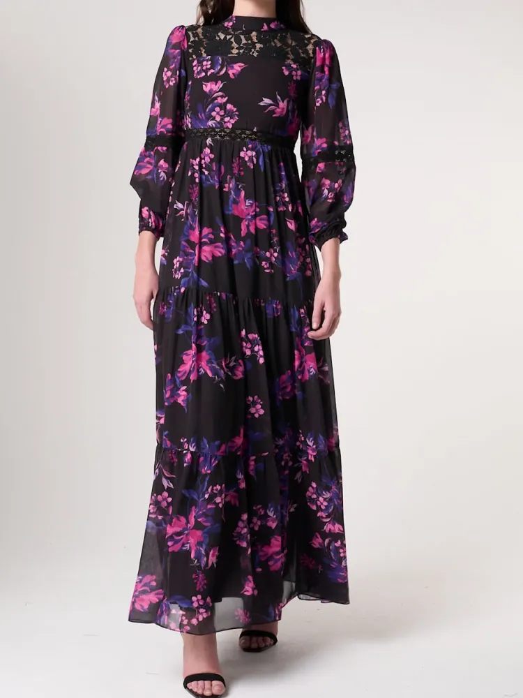 Floral Print Mock Neck Dress