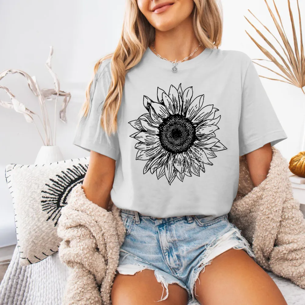 Sunflower Printed Short Sleeve T-Shirts