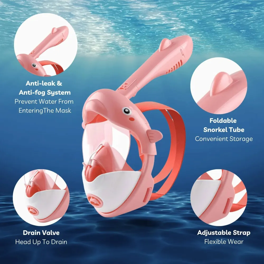 Pink Cute Children'S Diving Mask In The Shape Of A Dolphin