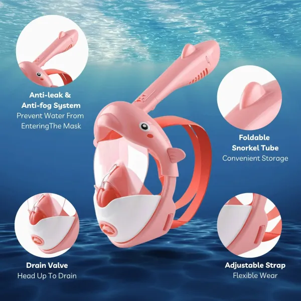 Pink Cute Children'S Diving Mask In The Shape Of A Dolphin