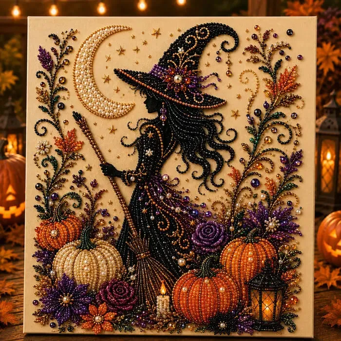 Halloween 5D Diamond Painting Kit: Beginner-Friendly Bead Art