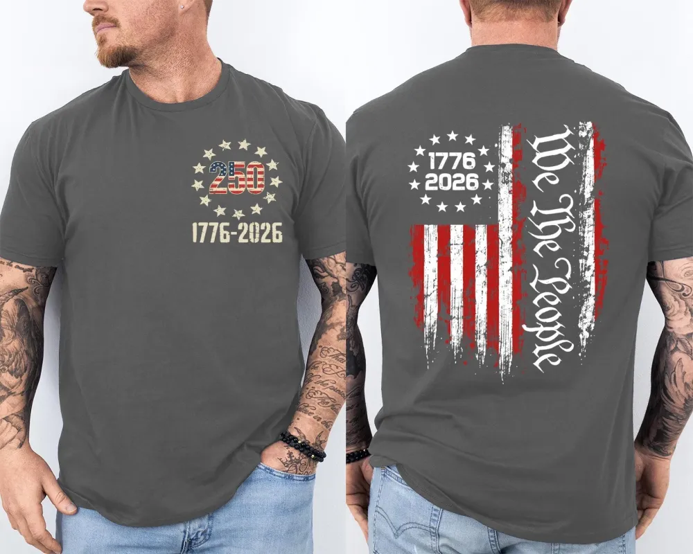 Men'S Casual American 1776-2026 Anniversary Printed Short Sleeved T-Shirt
