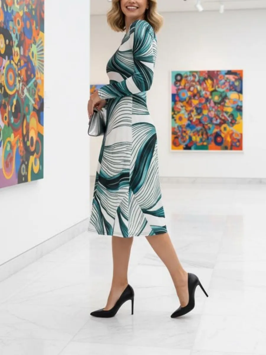 Artistic Print Midi Dress