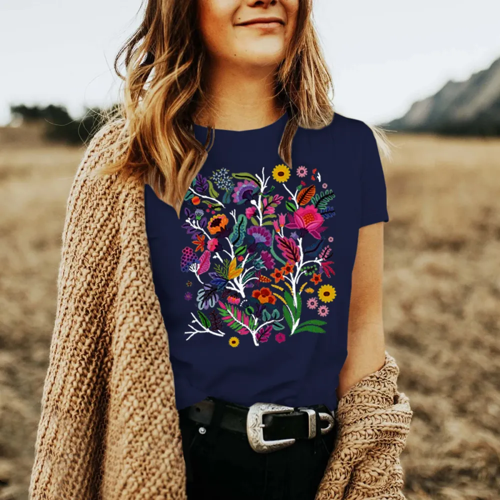 Colorful Wildflower Patterned T-Shirts