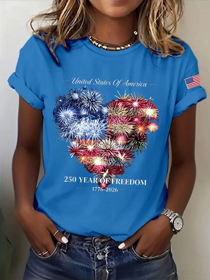 Women'S America Flag Print Casual T-Shirt