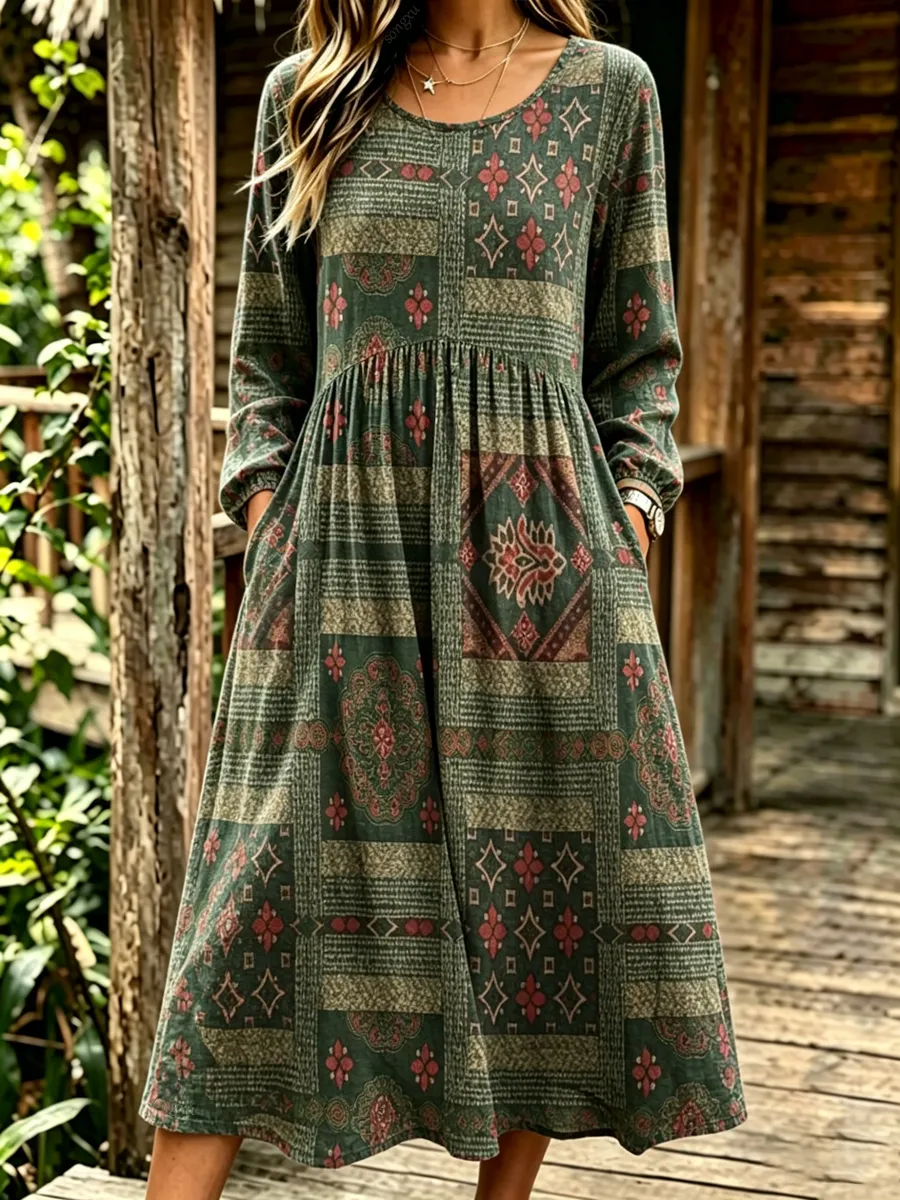 Women'S Casual Floral Bohemian Art Print Dress