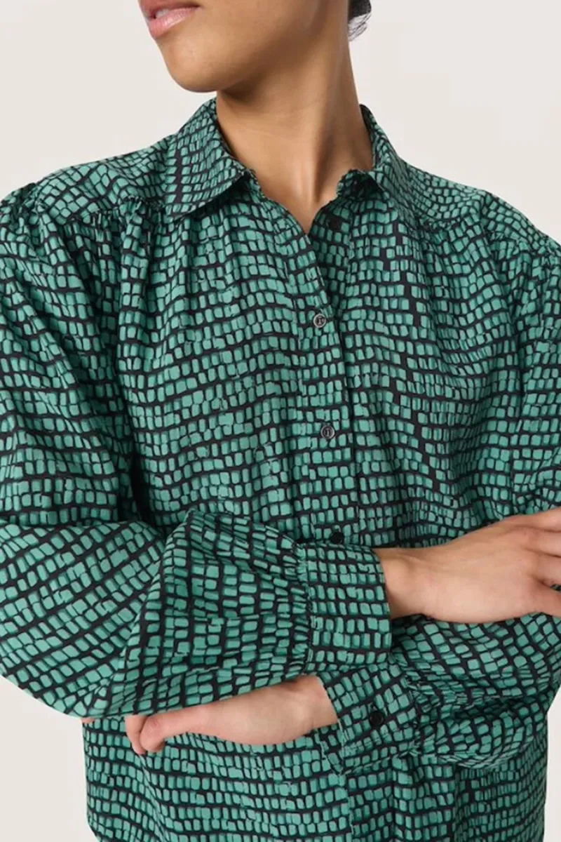Textured Button Down Green Shirts