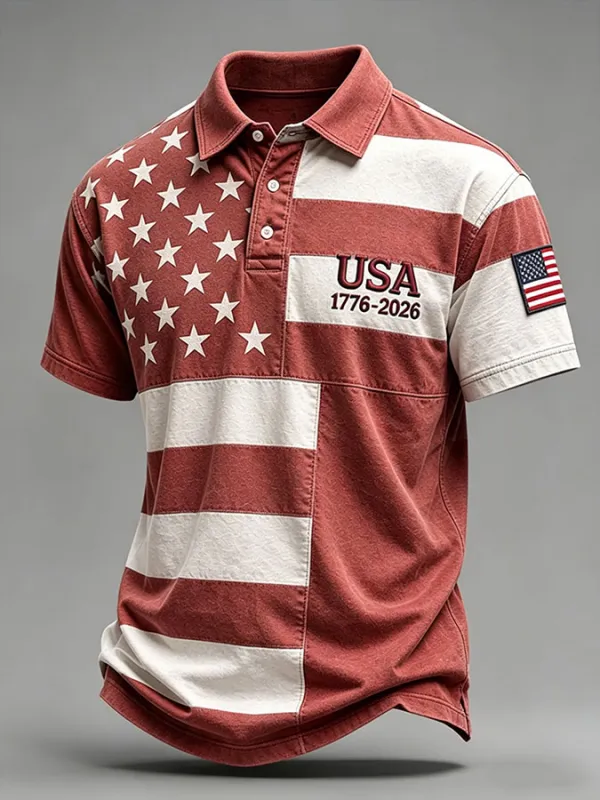 Men's America Flag Print Short Sleeve Top