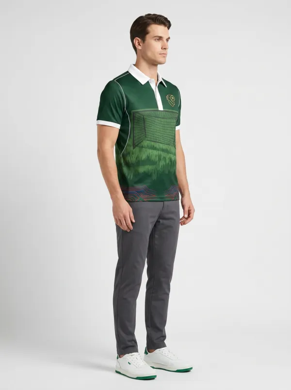 Men's Soccer Lover Goal Net Printed Polo Shirt