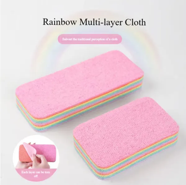 Lazy people's special dishwashing cloth - rainbow rag tearable sponge absorbent dishwashing towel