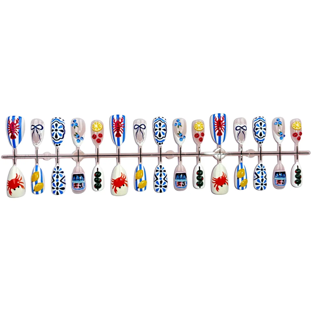 Nailhour Beach Medium Multicolor Holiday Summer Islands 30Pcs Press On Nails