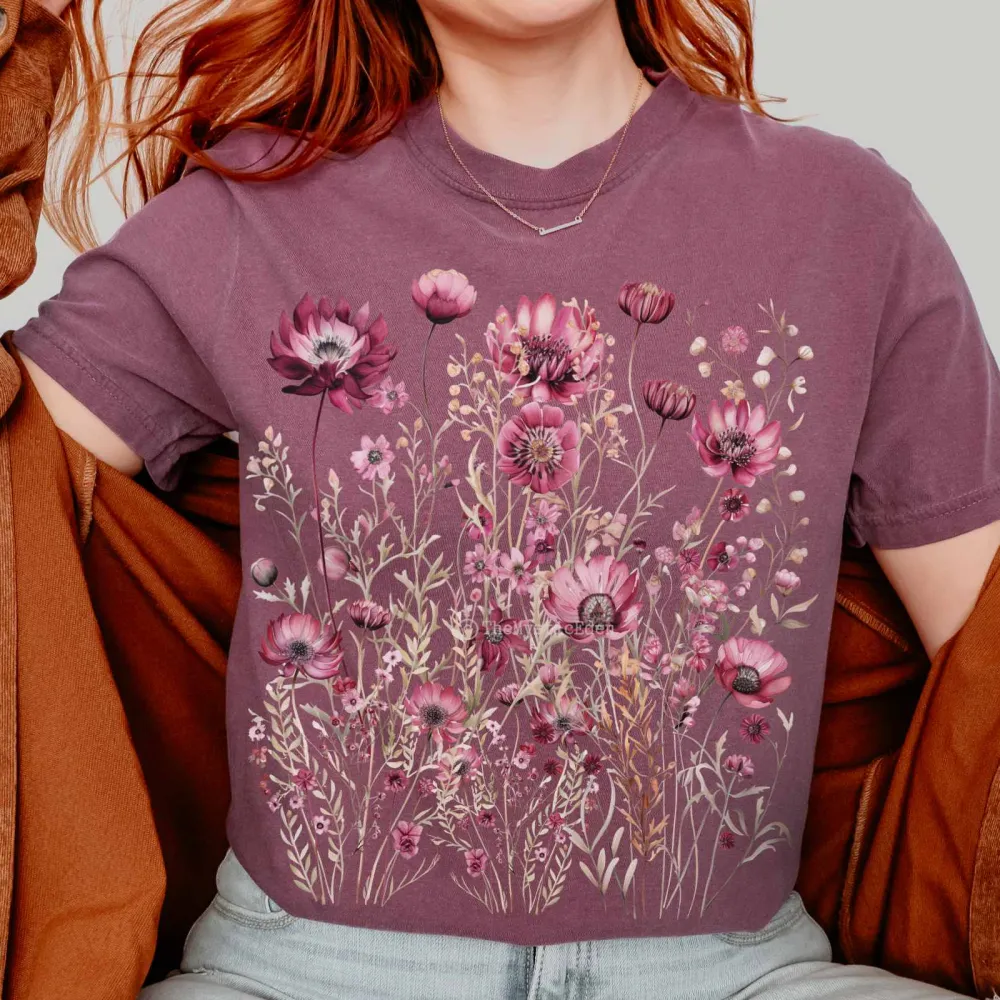 Vintage Wildflower Maroon Floral Shirt