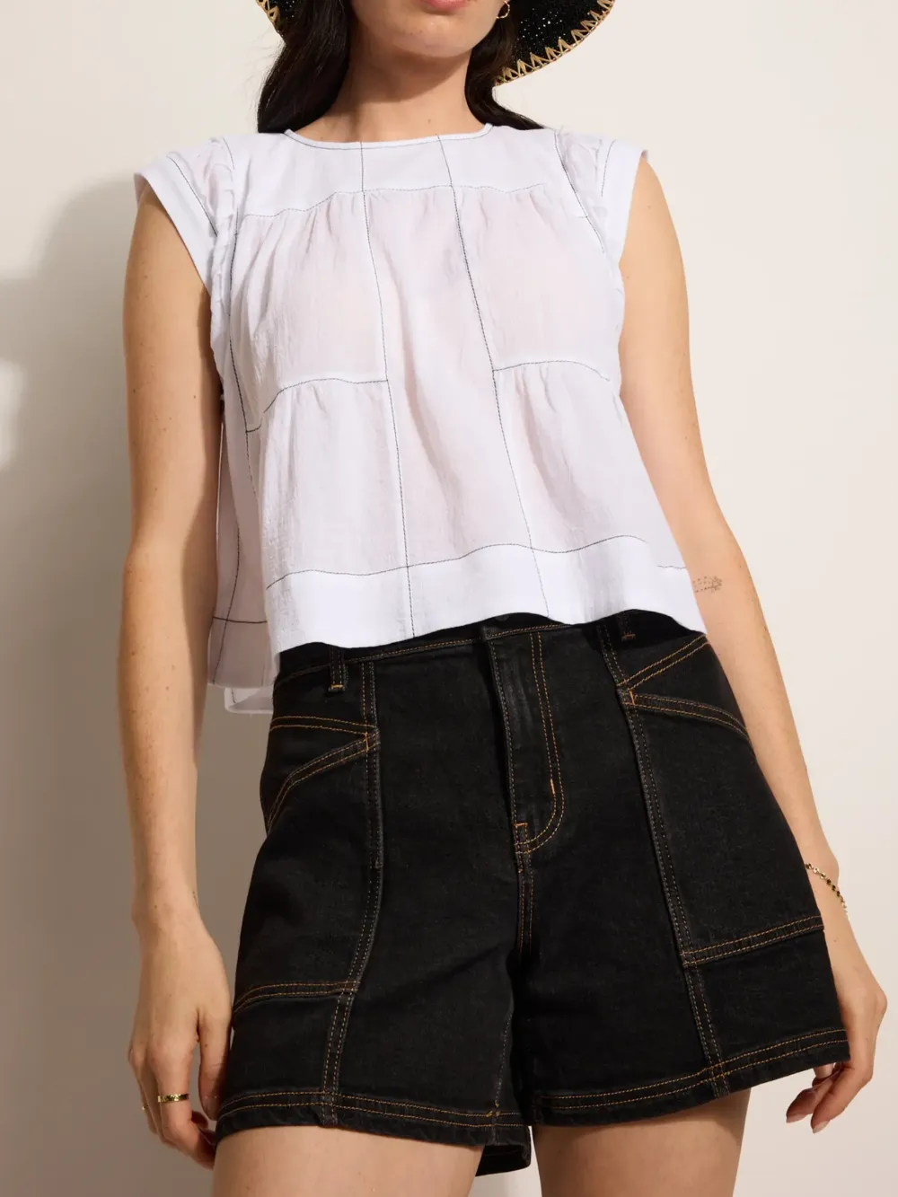 Washed Black Denim Shorts