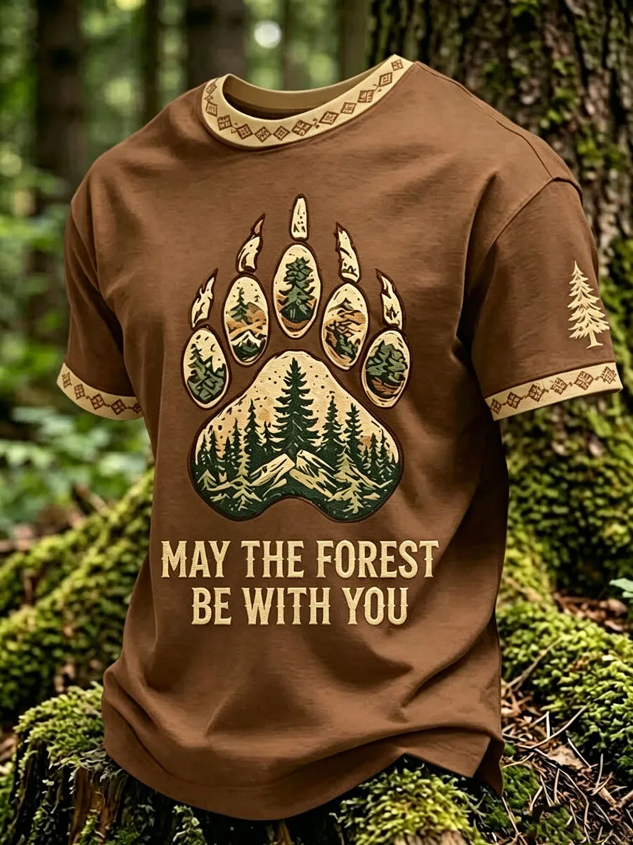 Men's May The Forest Be With You Printed Casual T-Shirt