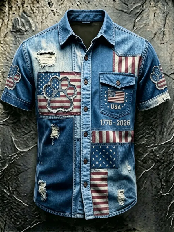 Men'S 250Th Anniversary National Paw Prints Print  Shirt