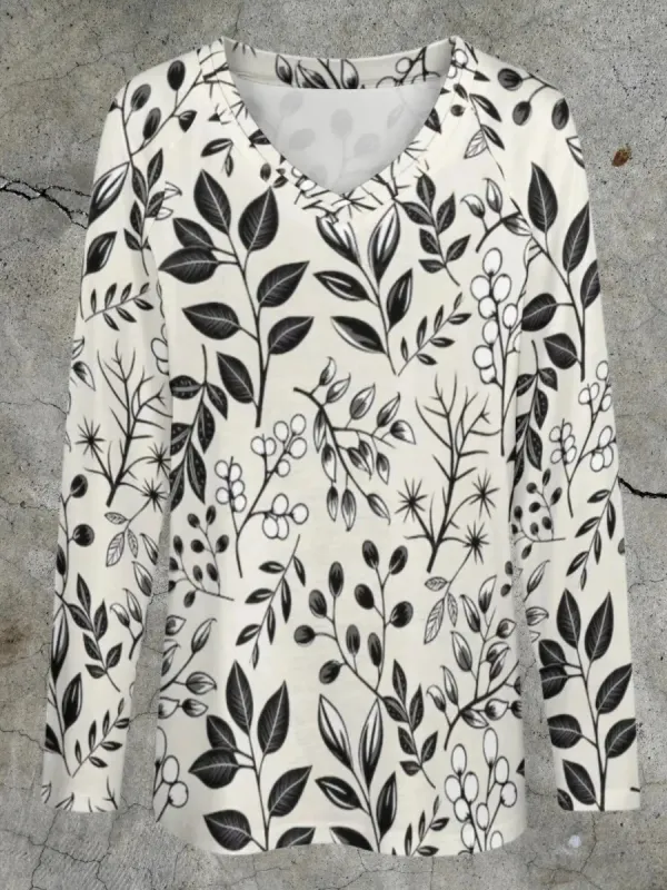 Botanical Line Print T-Shirt