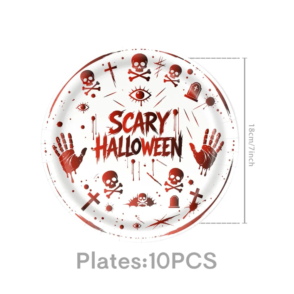 Halloween Blood Splatter Themed Disposable Dinner Plate and Paper Cup Set