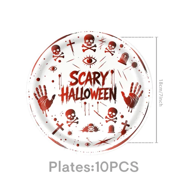 Halloween Blood Splatter Themed Disposable Dinner Plate and Paper Cup Set