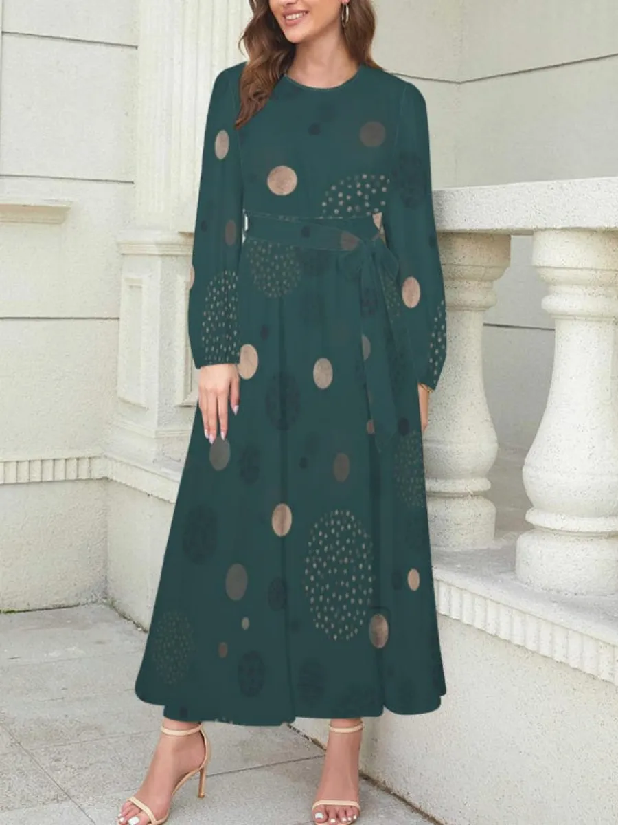 Polka Dot Round Neck Dress