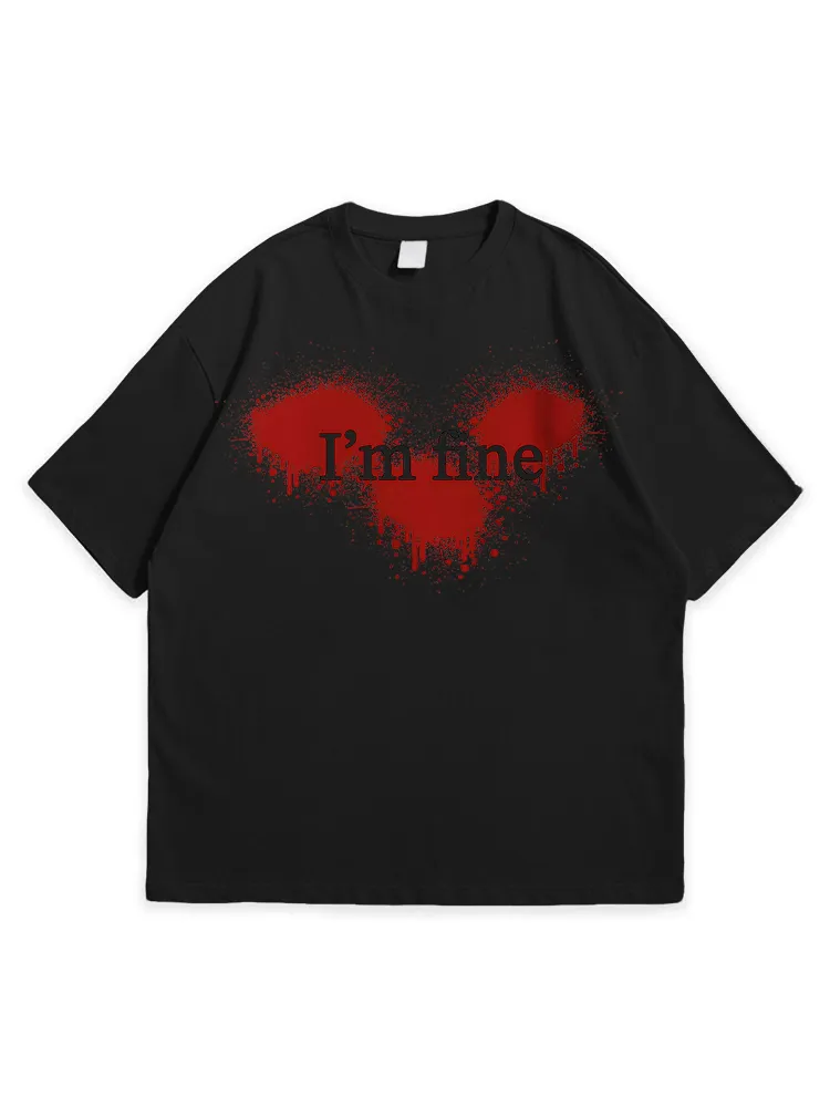 Men'S Halloween I'M FINE Daily Leisure Round Neck  T-Shirt