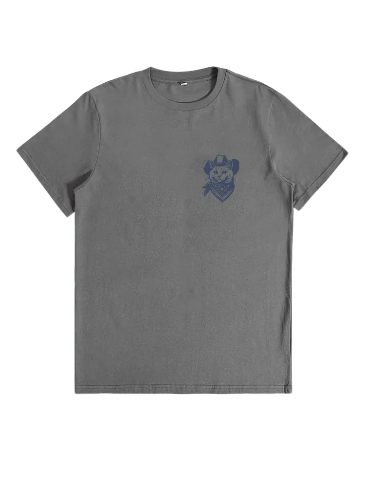 Cat Cowboy Back Print T-Shirt