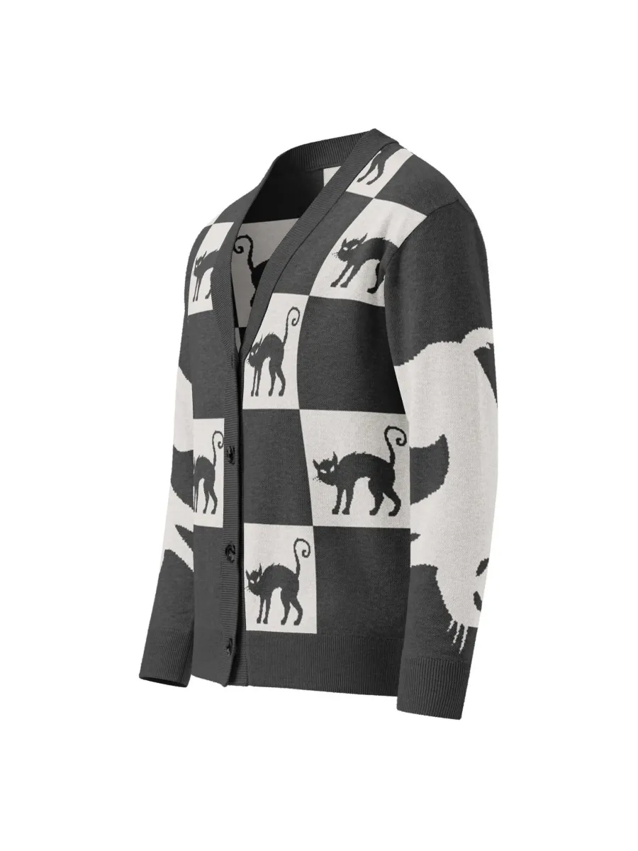 Cat and Plaid Cardigan