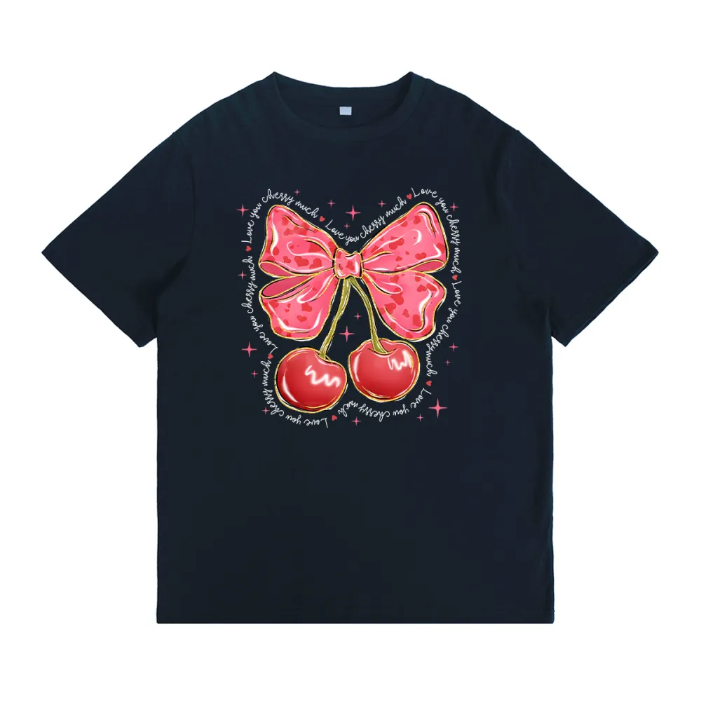 Love You Cherry Much Pink Coquette Heart T-shirt