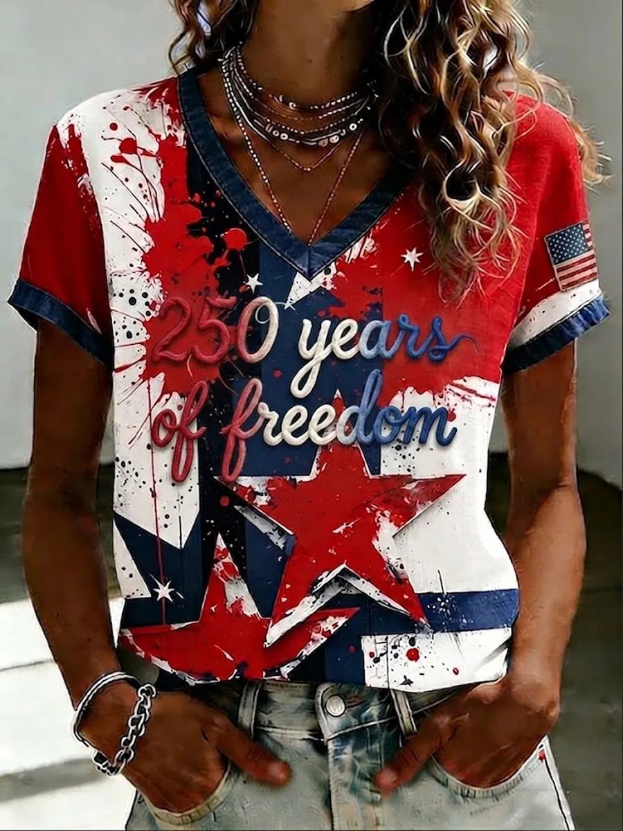 Women'S America 250Th Anniversary  V-Neck T-Shirt