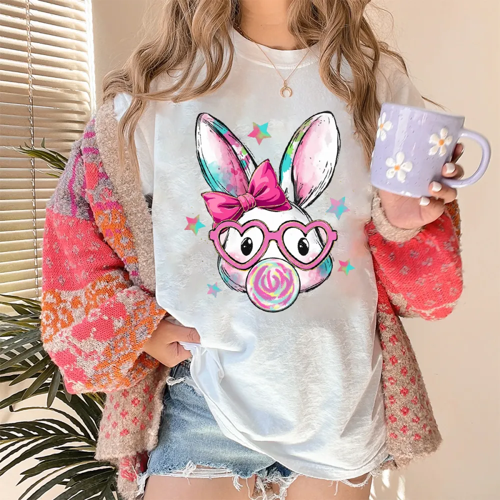 Star Accented Bunny Graphic T-Shirt