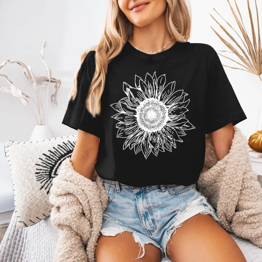 Sunflower Printed Short Sleeve T-Shirts
