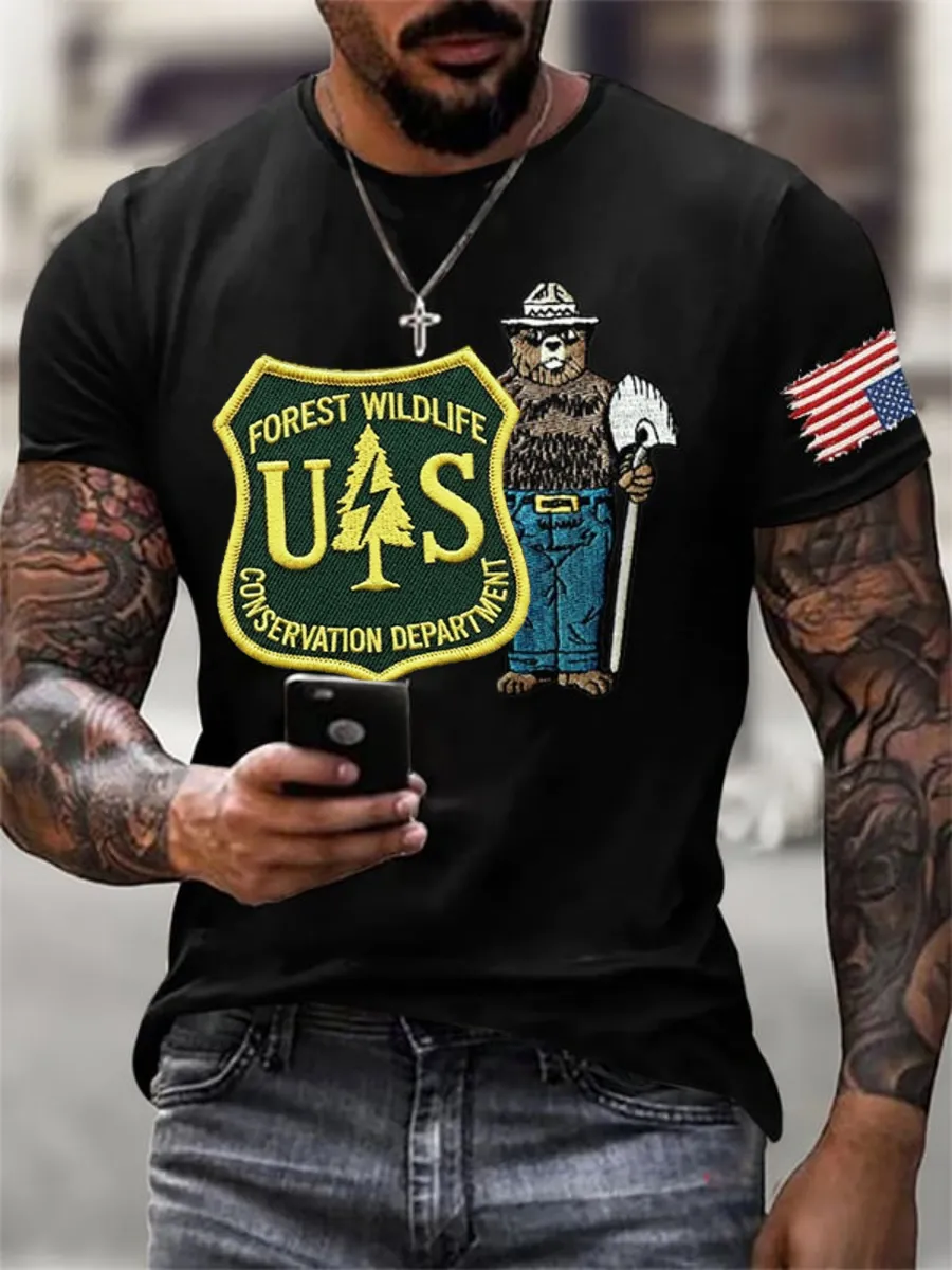 Men's Resist Bear Save The Forest Service Print T-Shirt