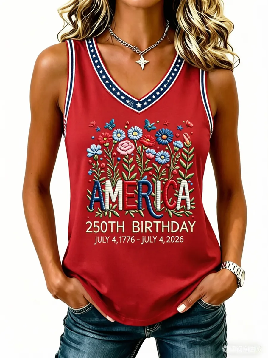 Women'S 250Th Anniversary US V-Neck Tank Top