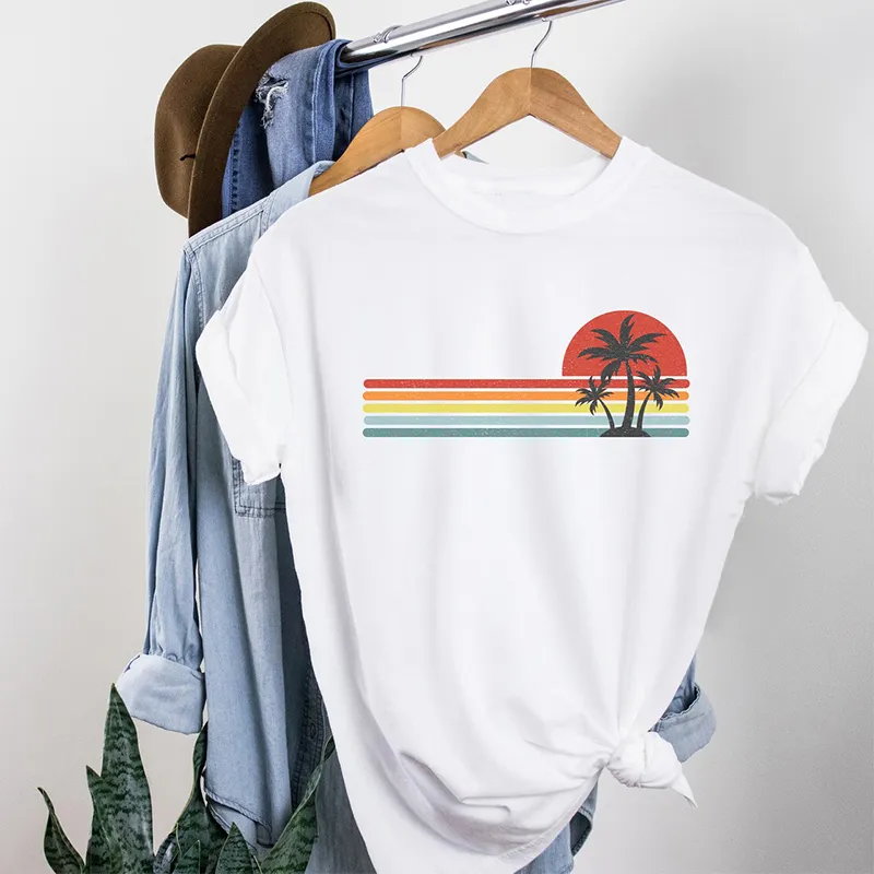 Retro Sunset Striped Graphic Tee