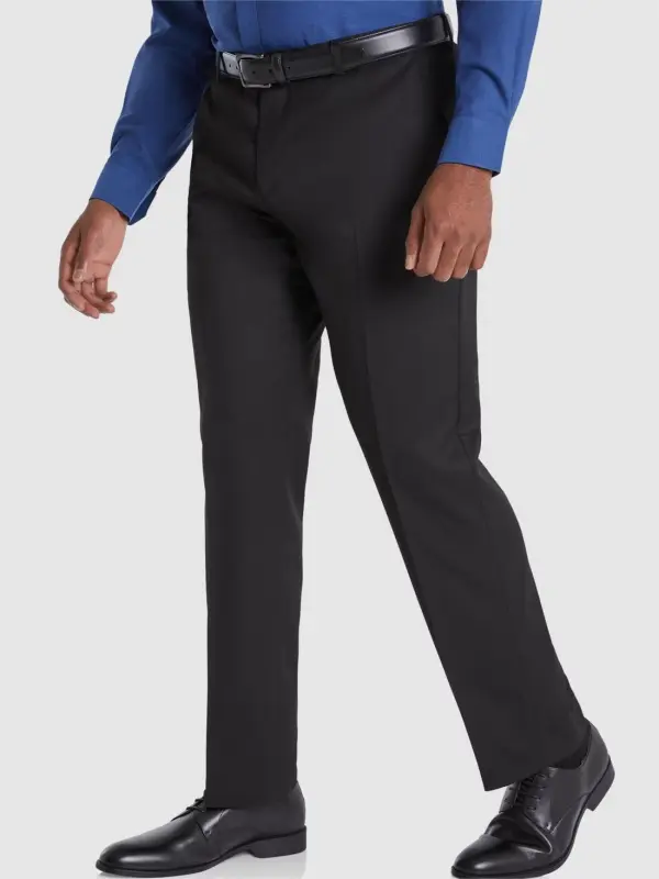Black Textured Stretch Trousers