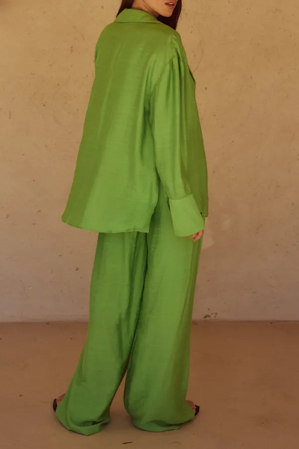 Vibrant Green High Waisted Wide Leg Pants