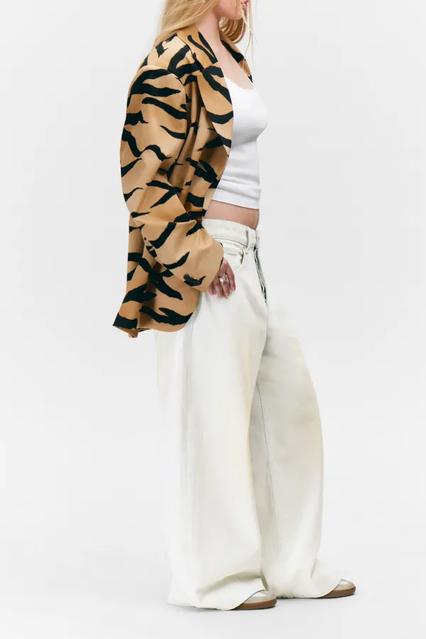 Tiger Printed Lapel Coat