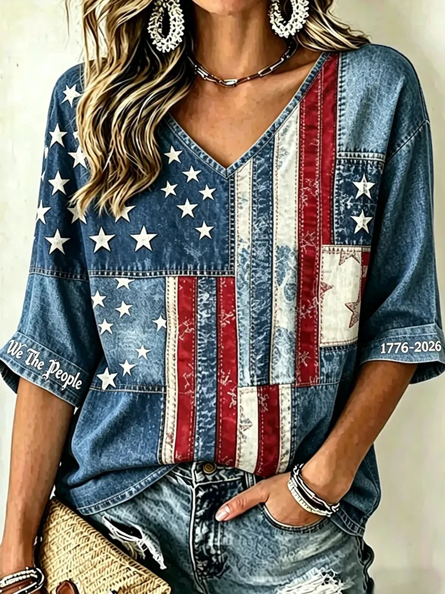 Women'S 250Th Anniversary USA V-Neck T-Shirt