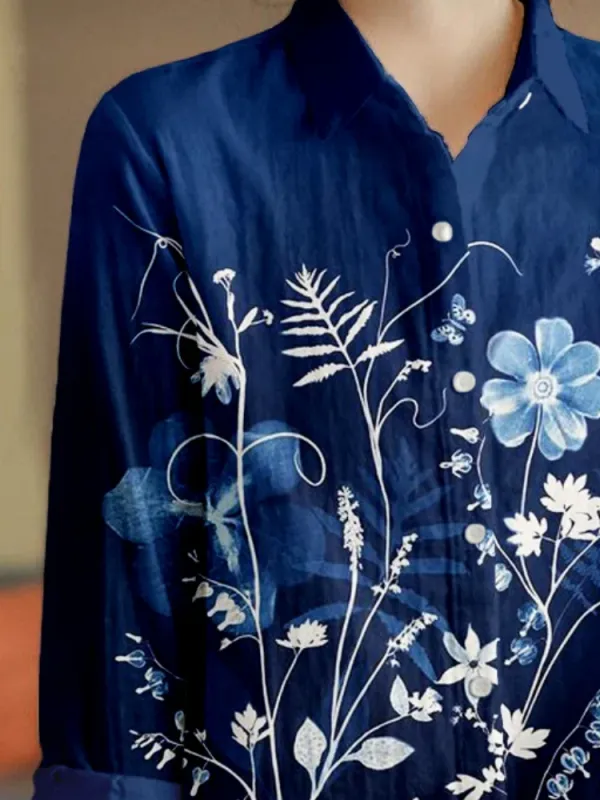 Botanical Print Long Sleeve Shirt