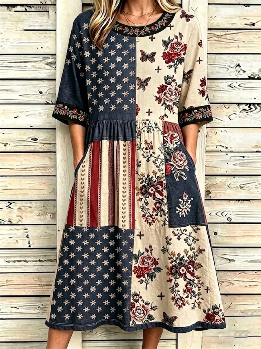 Women'S Casual American Independence Day Faith Print Art Casual Dress
