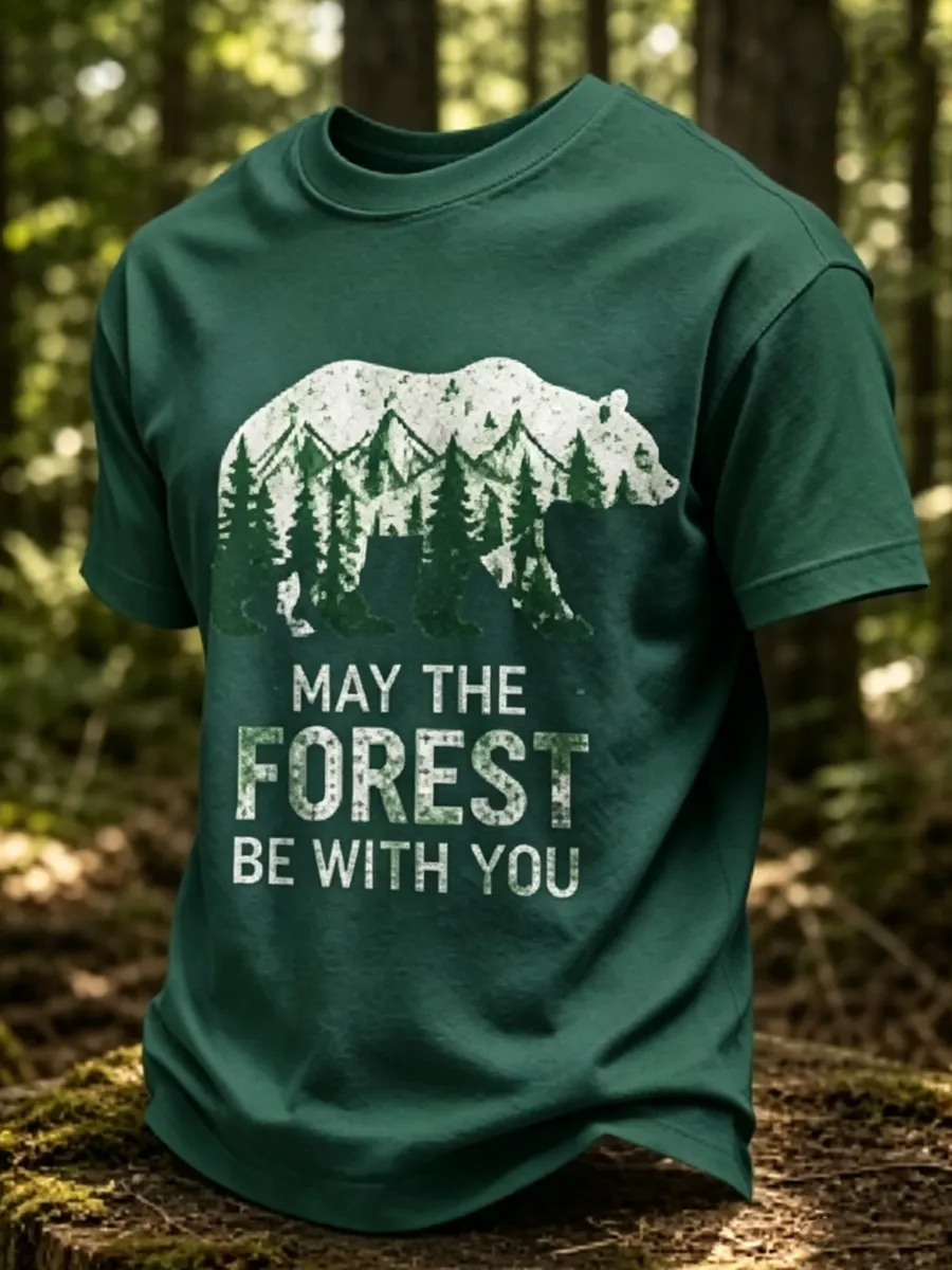 Men's May The Forest Be With You Printed Casual T-Shirt