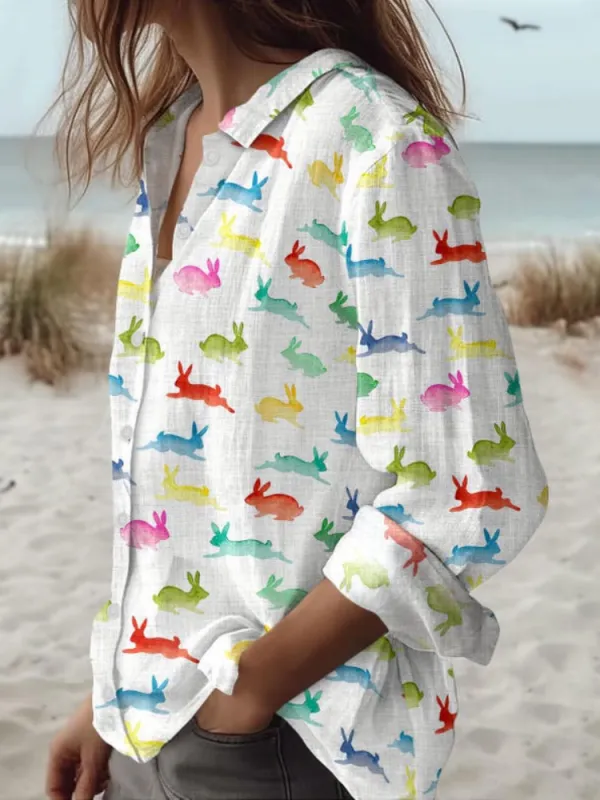 Colorful Bunny Print Shirt